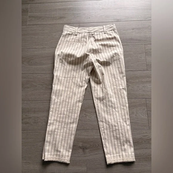 Rag & Bone Ivory Pinstripe Cropped Pants Size 4 – Frayed Hem - Picture 3 of 6